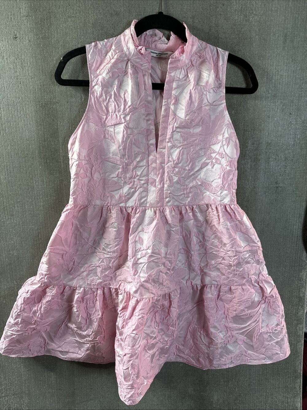 Amanda Uprichard Pink Sleeveless Saffron Jacquard L Mini Dress Small
